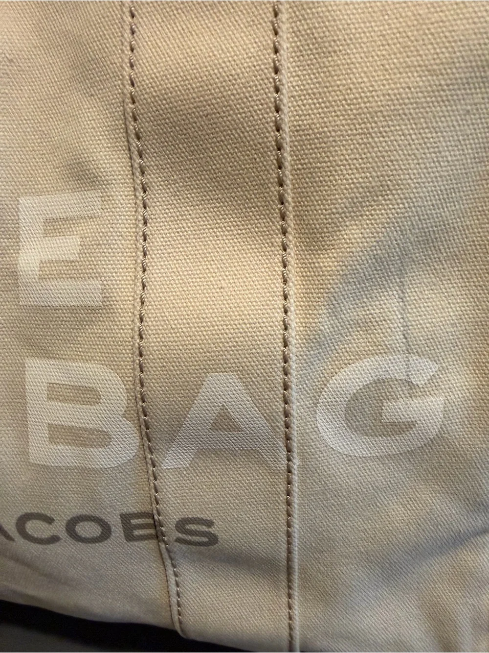 Marc Jacobs Large Cream Canvas Tote with Logo Patch
